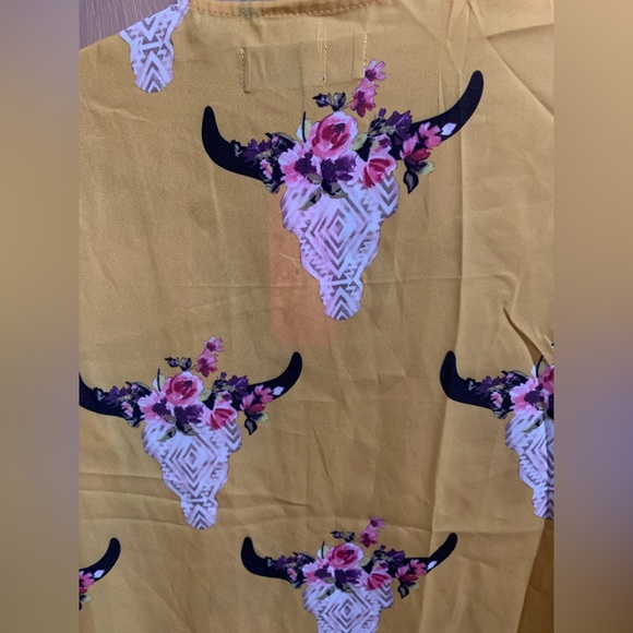 Yellow Floral steer skull duster - Picture 4 of 4